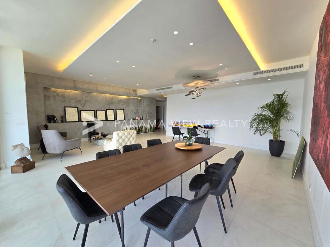 Elegant lobby with marble floors, concierge desk, luxury finishes at PH The Residences Punta Pacifica