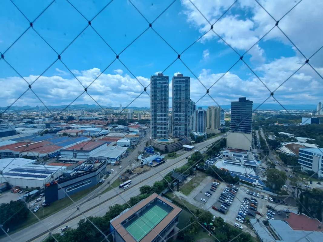 Stunning urban view from apartment balcony at PH Country Club Costa del Este Panama