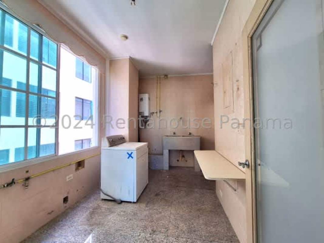 Bathroom featuring glass shower enclosure, modern sink vanity and marble floors in PH Terrazas del Parque Panama City