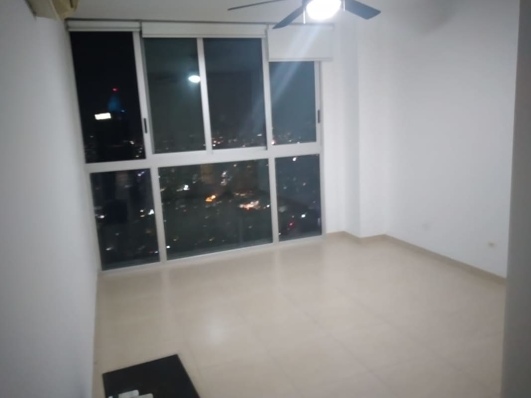 Living room with LED ambient lighting, flat TV and tiled floor PH Water Avenida Balboa Panama