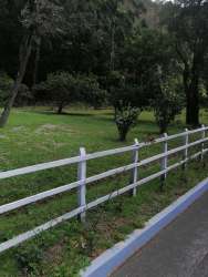 Stream with lush grassy banks and mountain forest in Volcán Bambito Chiriquí