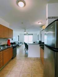 Bright open living dining area with ocean view at Playa Blanca Resort condo for rent Panama