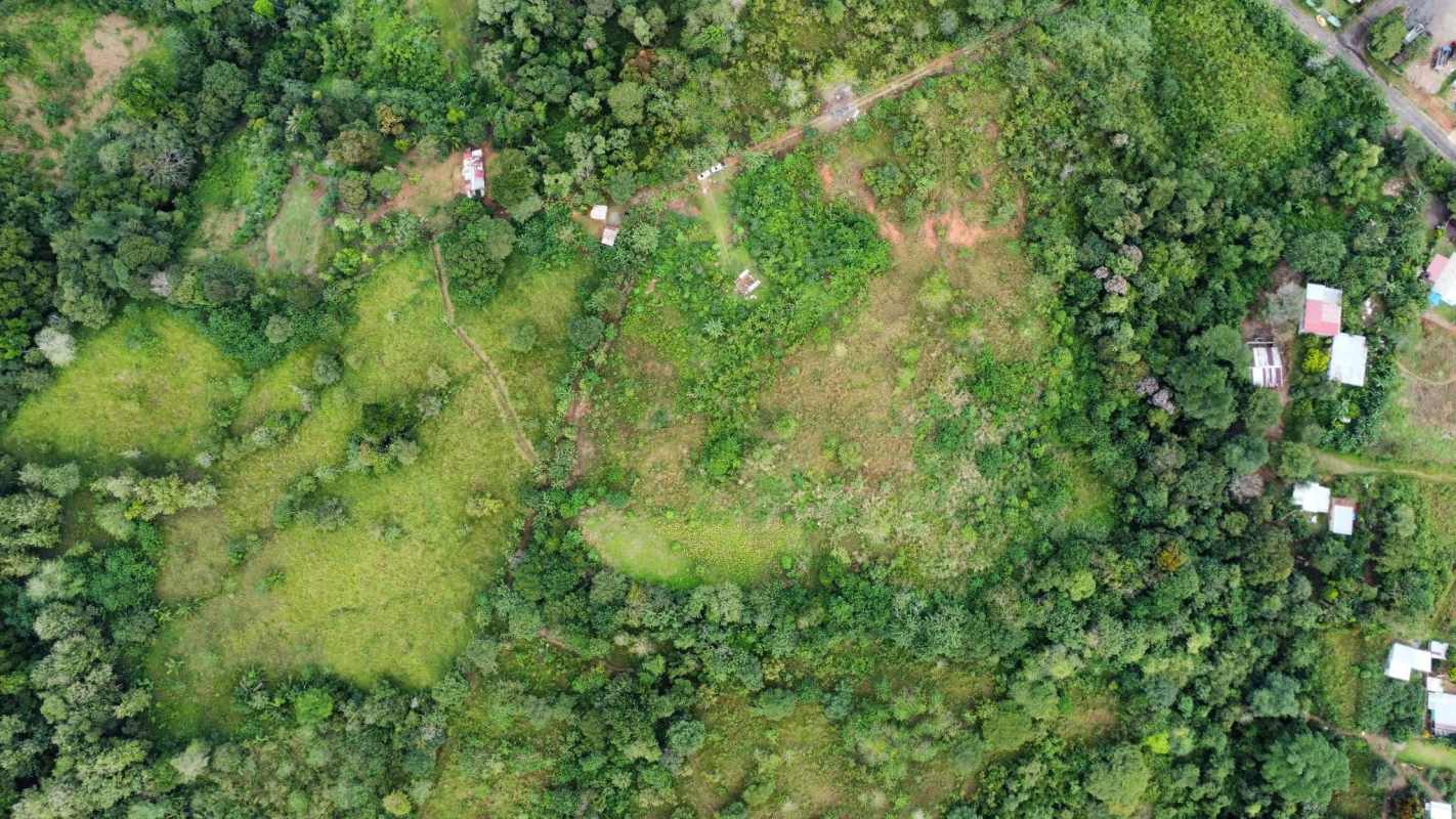 Aerial shot with access routes, surrounding land Las Mañanitas Panama