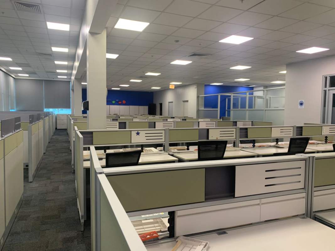 Large office floor with multiple cubicle setups commercial property Marbella Panama