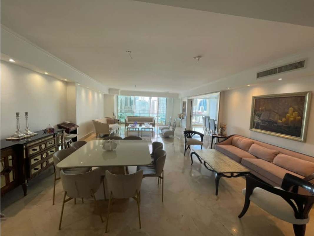 Panoramic balcony overlooking Pacific Ocean and skyline at Peninsula Punta Paitilla Panama