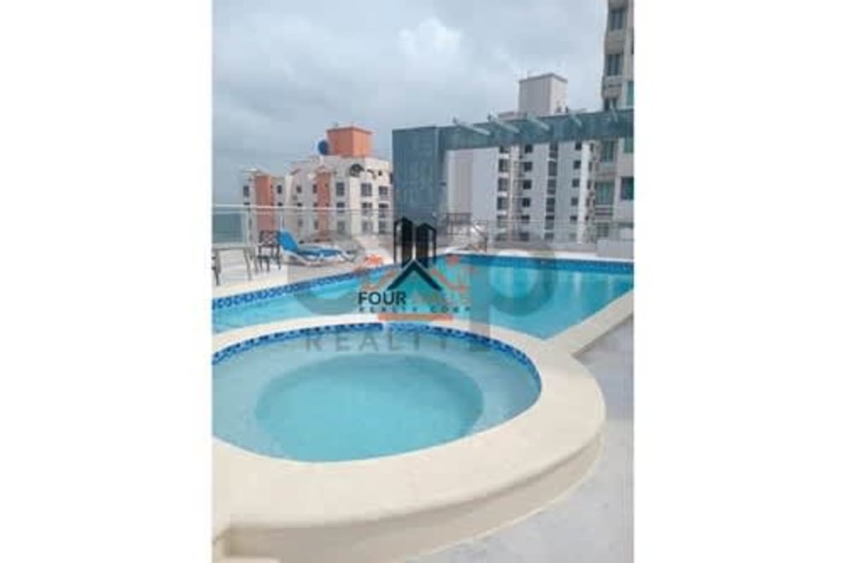 Rooftop swimming pool jacuzzi skyline views at PH Constellation Dos Mares Panama