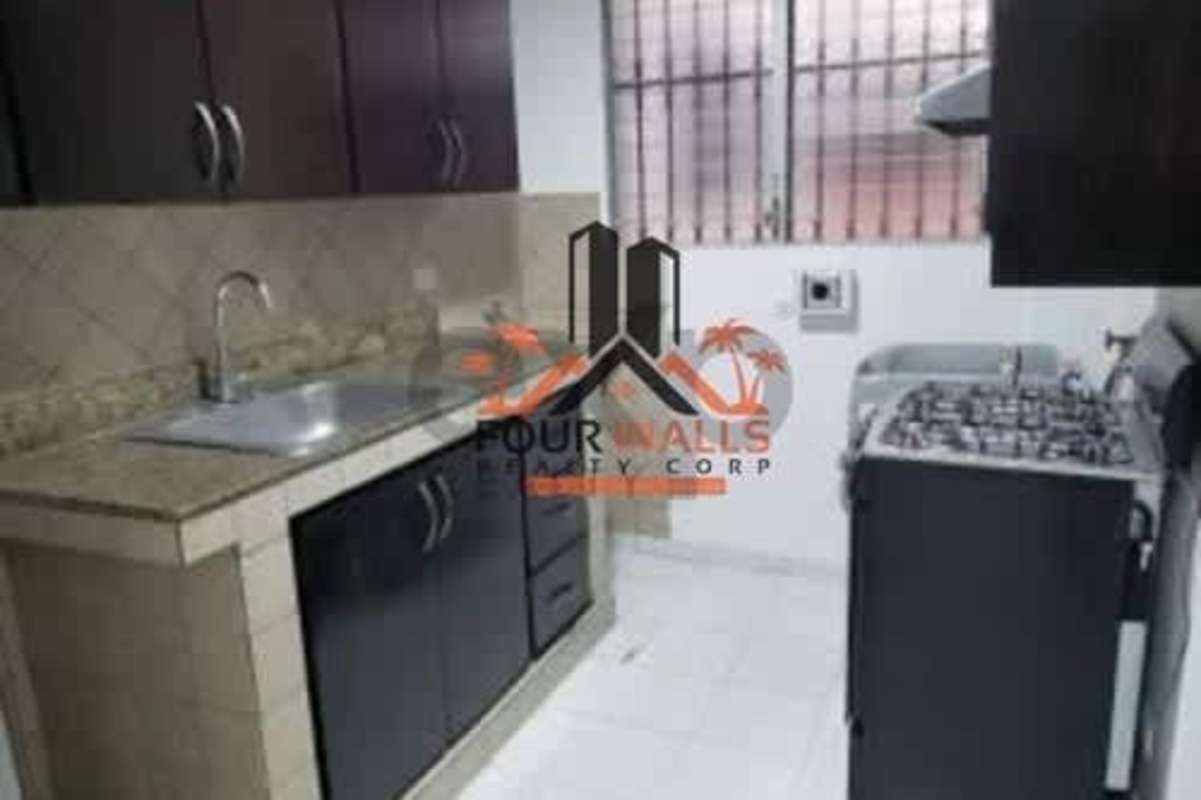 Contemporary kitchen with granite counter, tile backsplash, gas stove PH Altos de Bella Vista Panama City