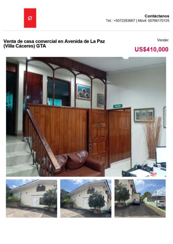 Large driveway parking commercial house for sale Villa Caceres Panama