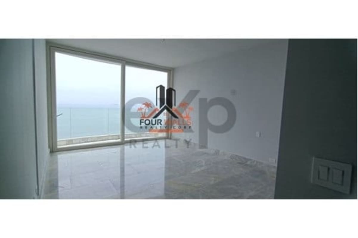 Luxury bathroom with marble tiles and glass shower in PH The Towers Panama City