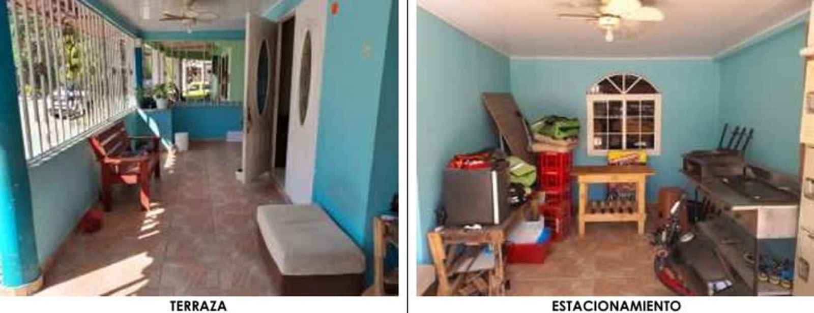 Covered terrace and parking garage area in Villa Veronica El Crisol affordable house Panama City