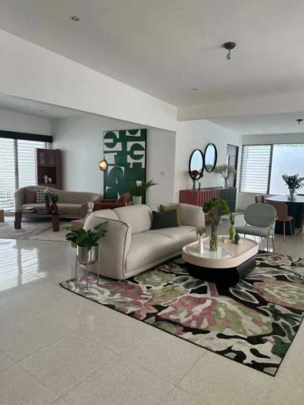 Covered terrace porch at luxury house in Altos del Golf Coco del Mar Panama City with tile floors and safety bars