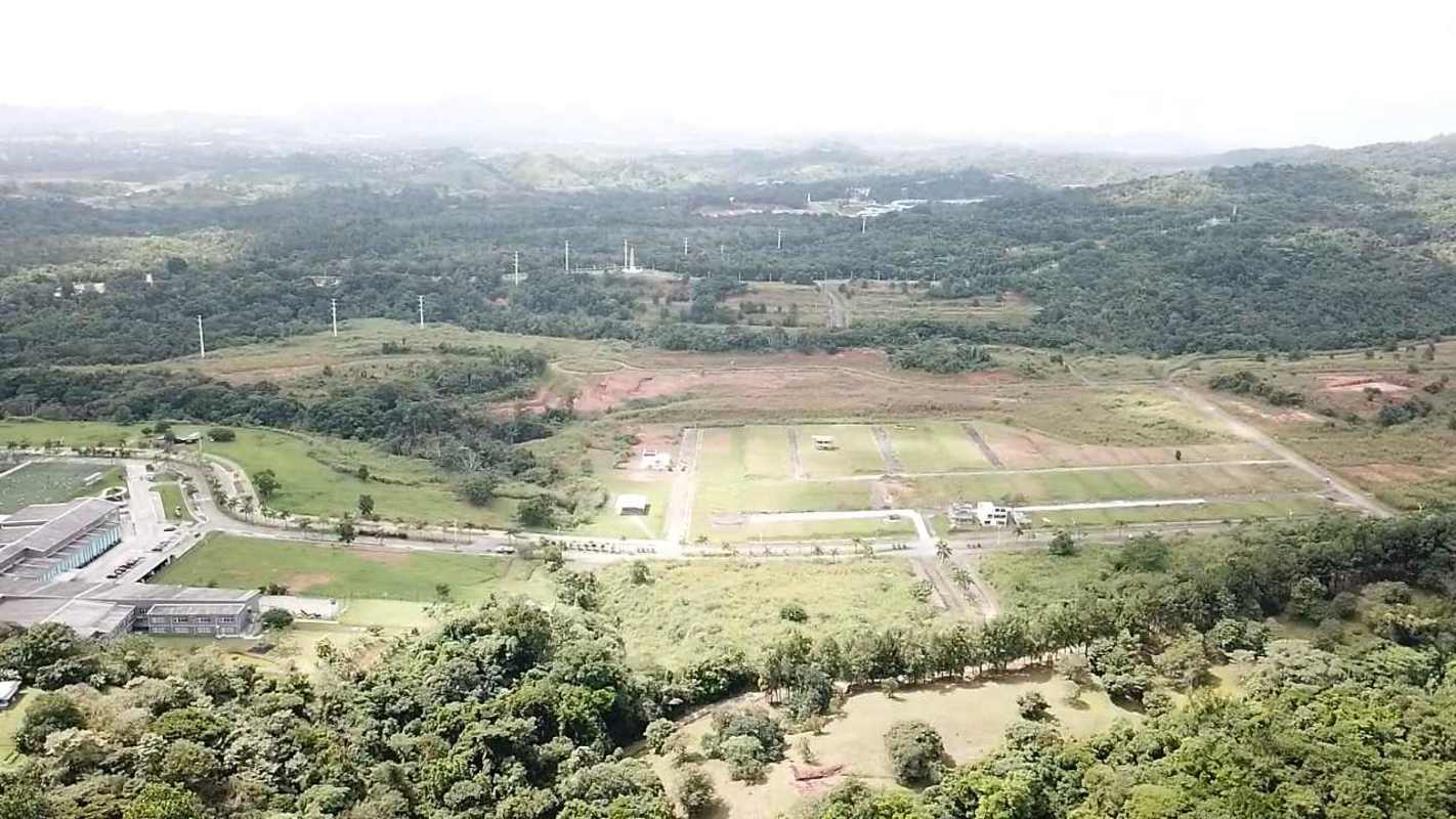 Aerial photo showcasing subdivided development plots surrounded by trees in Panama City