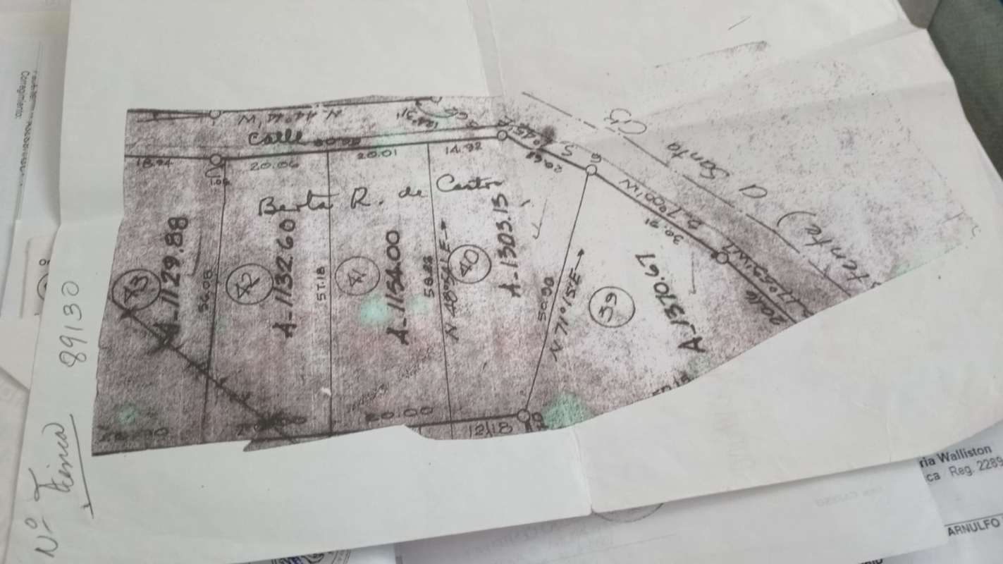 Survey map with property plot boundaries and measurements for land in Pedregal Panama