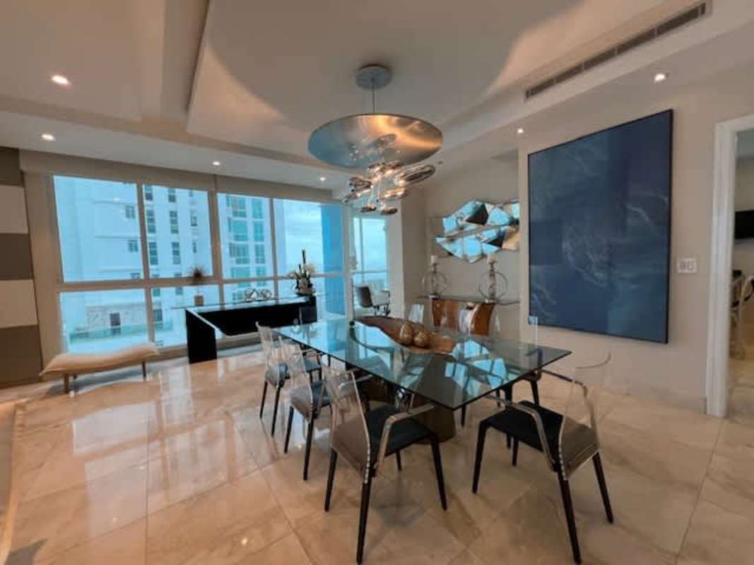 Modern gourmet kitchen island stainless appliances marble duplex condo for sale PH Vitri Costa del Este