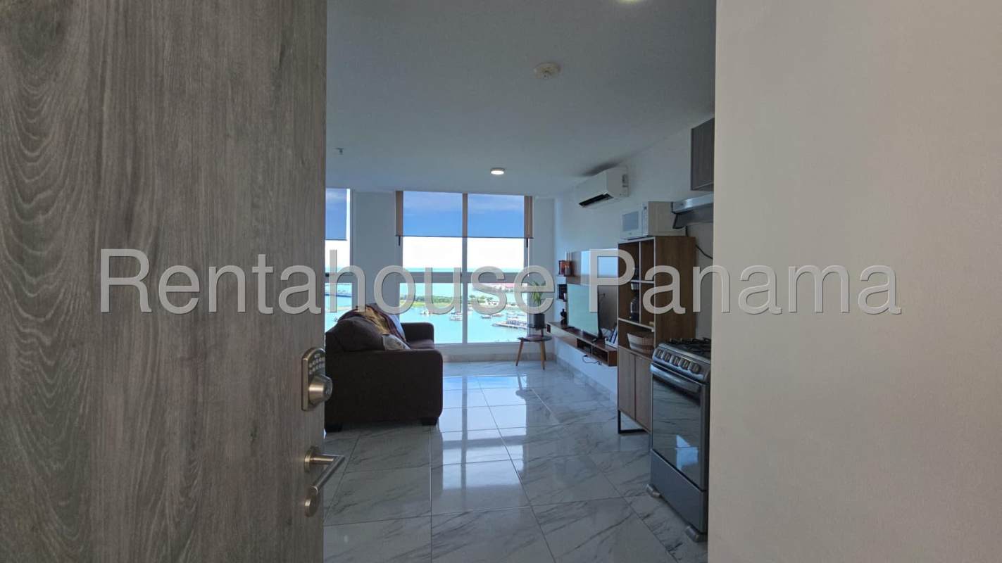 Contemporary gray stone kitchen with appliances PH The Sands Panama City