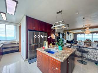 Bright master bedroom with balcony, ocean views, ensuite bath penthouse PH Bahia Gorgona