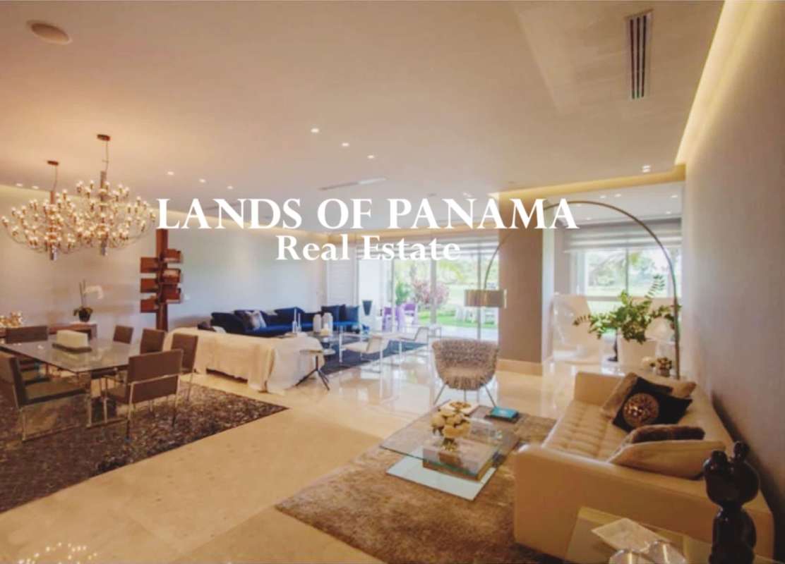 Spacious living room marble flooring panoramic windows luxury finishes The Reserve Santa María Panama