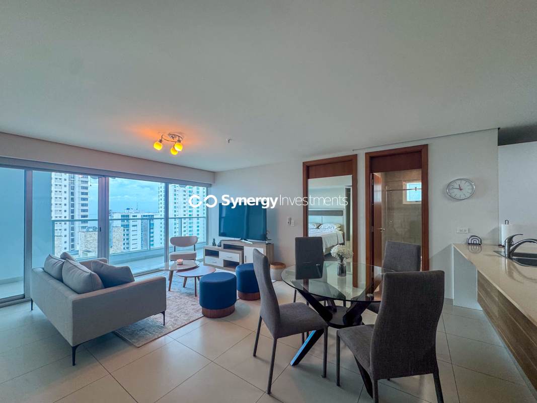 Kitchen with granite countertops, appliances, and cabinetry in Parkside Costa del Este Panama