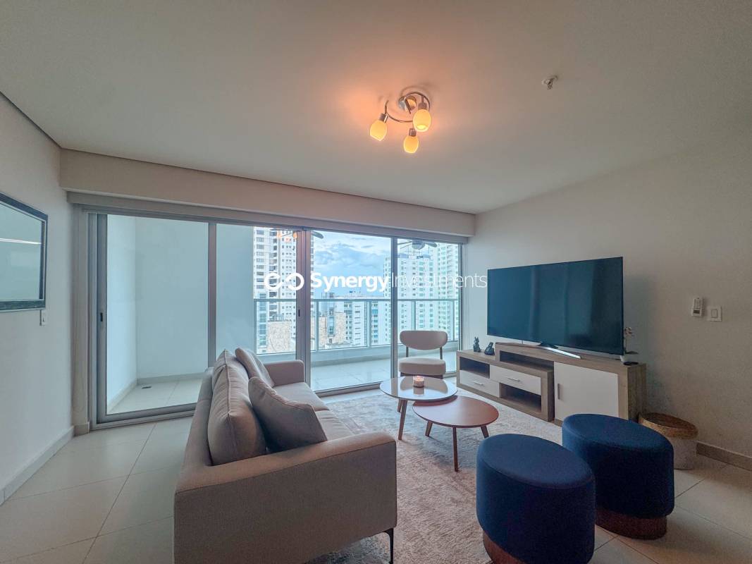 Elegant double-height lobby with concierge in PH Parkside Costa del Este Panama