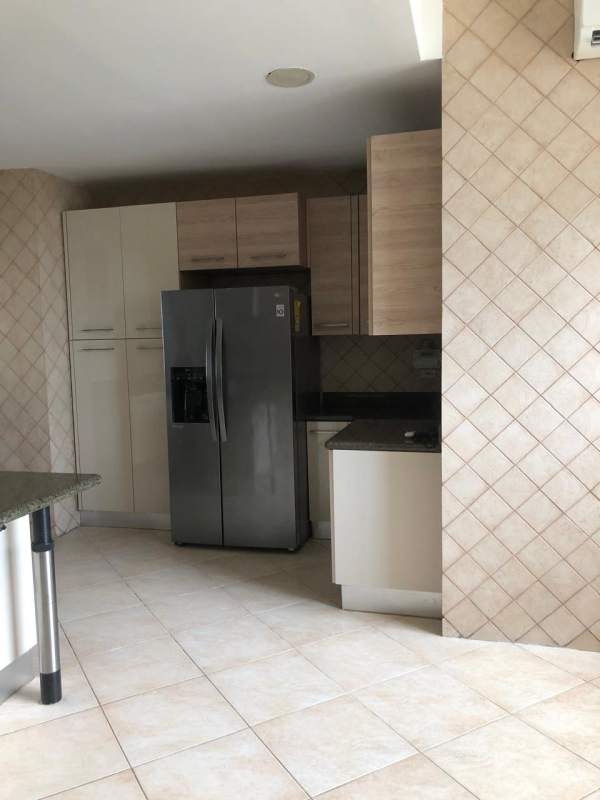 Balcony overlooking ocean and city high-rise skyline Punta Pacifica