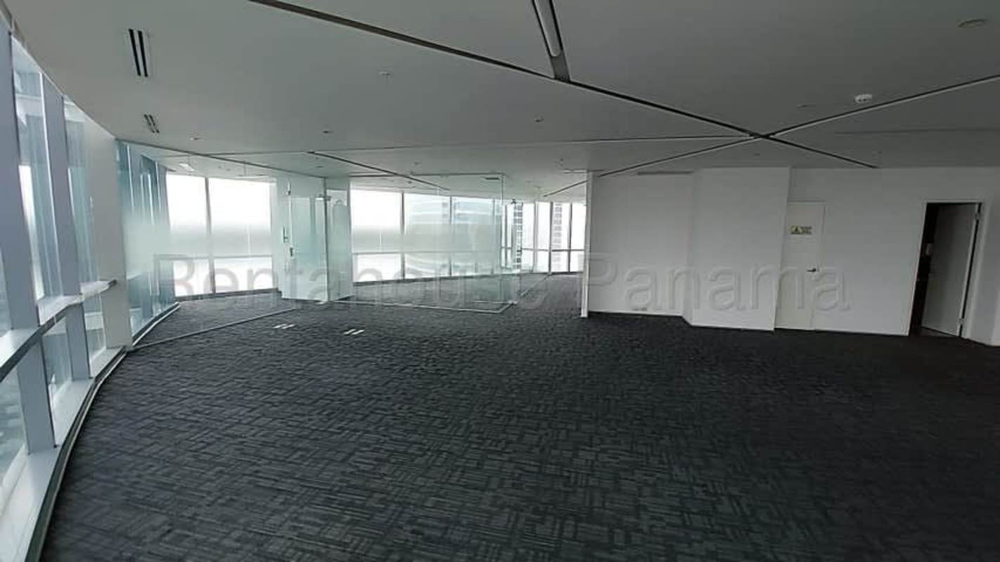 Modern conference room with glass walls and skyline view inside premium office for rent in Panama