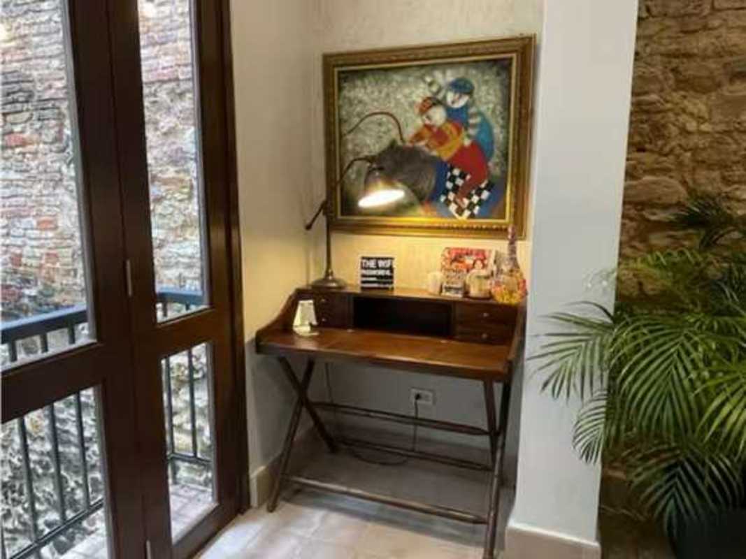 Kitchen with marble backsplash, gas stove, built-in oven in PH Las Monjas, Casco Viejo Panama