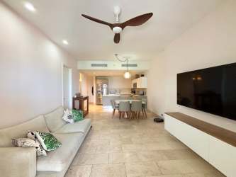 Open living and dining space modern design in luxury marina apartment Buenaventura Río Hato Panama