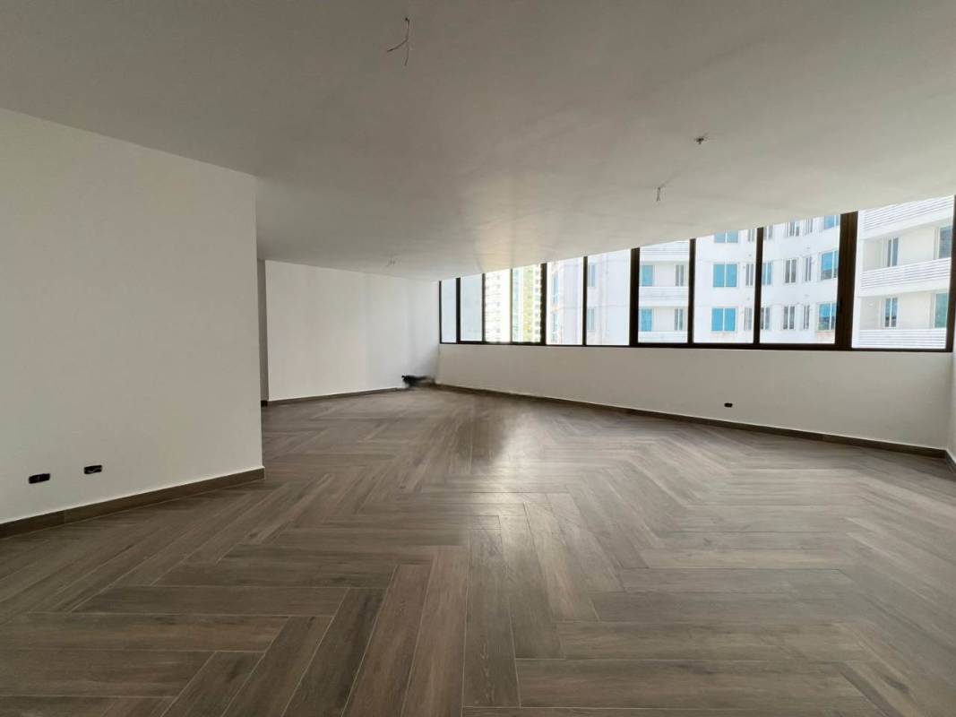 Balcony with panoramic Costa del Este city skyline view in Brisa Marina Panama