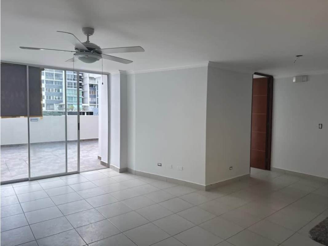 Modern kitchen with granite counters and breakfast bar in PH Central Park Torre Park Panama City