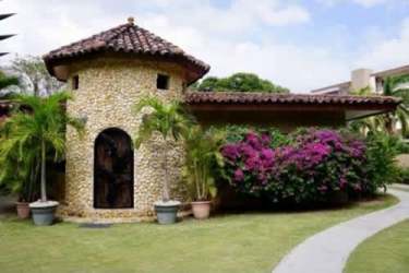 Colorful open living room and kitchen in beachfront house Playa Coronado Panama