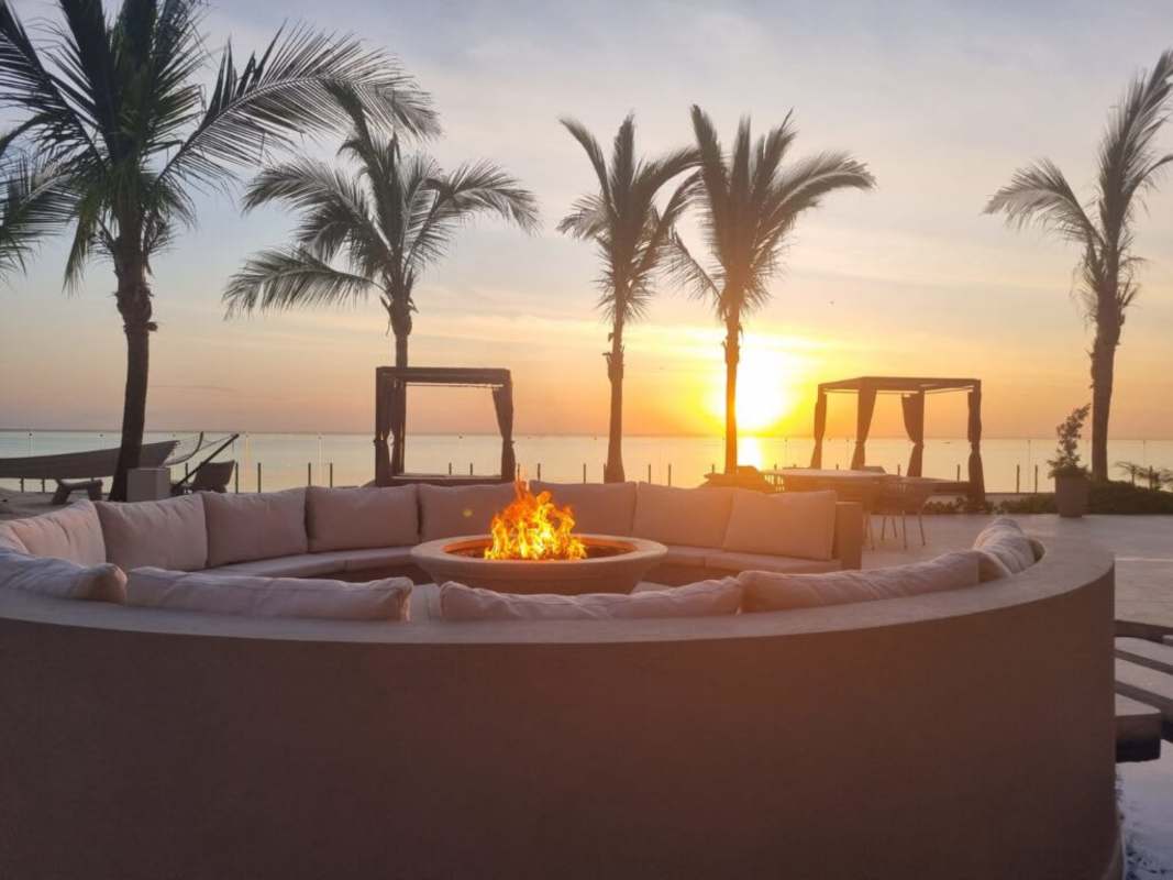 Luxury bathroom marble tiles glass shower modern fixtures in penthouse at Ocean Reef Islands Panama