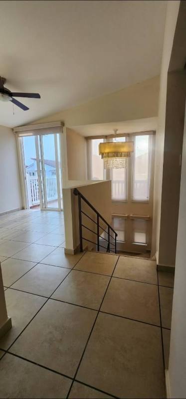 Contemporary entry hall with staircase, chandelier and balcony access in PH Brisas Heights Brisas del Golf Panama