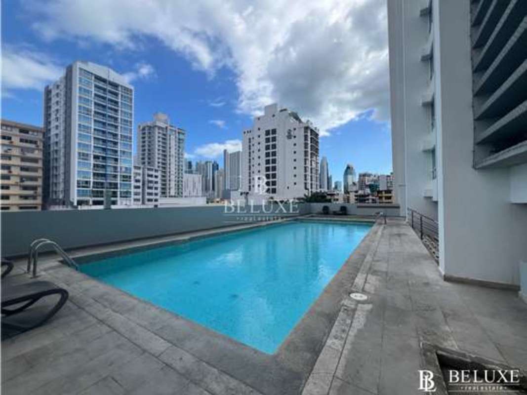 Rooftop pool with skyline backdrop PH Kubic El Cangrejo Panama City