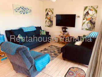 Bright open living room in beachfront condo at Punta Chame Beach Residences Nueva Gorgona Panama