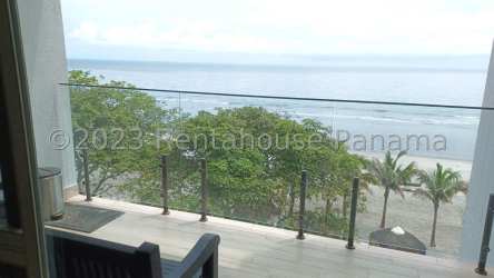 Infinity swimming pool with oceanfront view at Punta Chame Beach Residences Panama