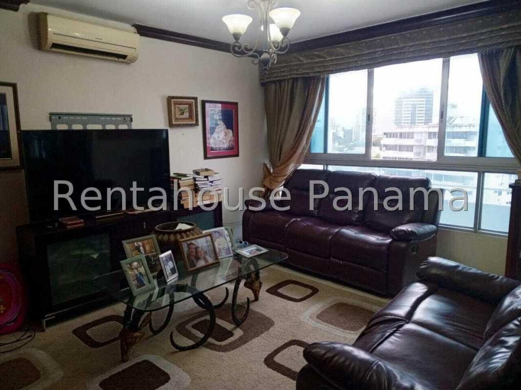 Apartment balcony with panoramic skyline views at PH Marina Park Marbella Panama