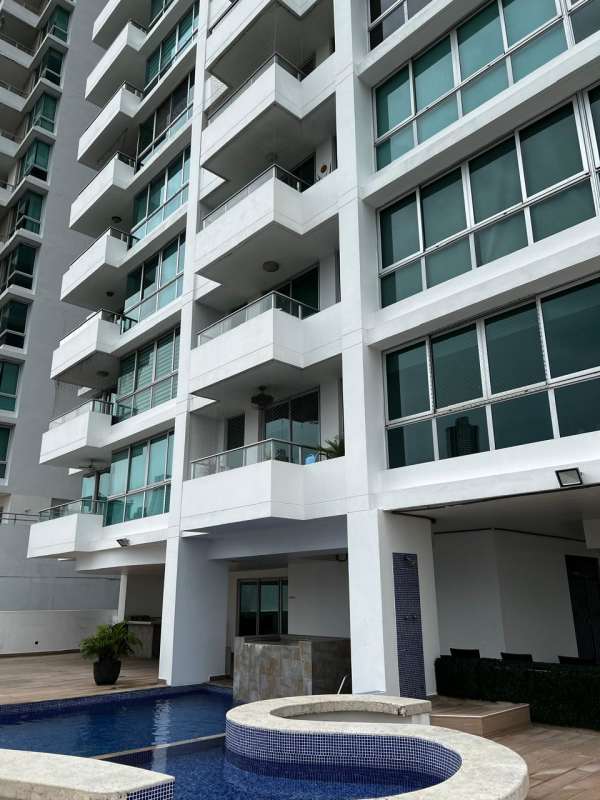 Spacious living room with balcony city views in PH Soho Costa del Este Panama