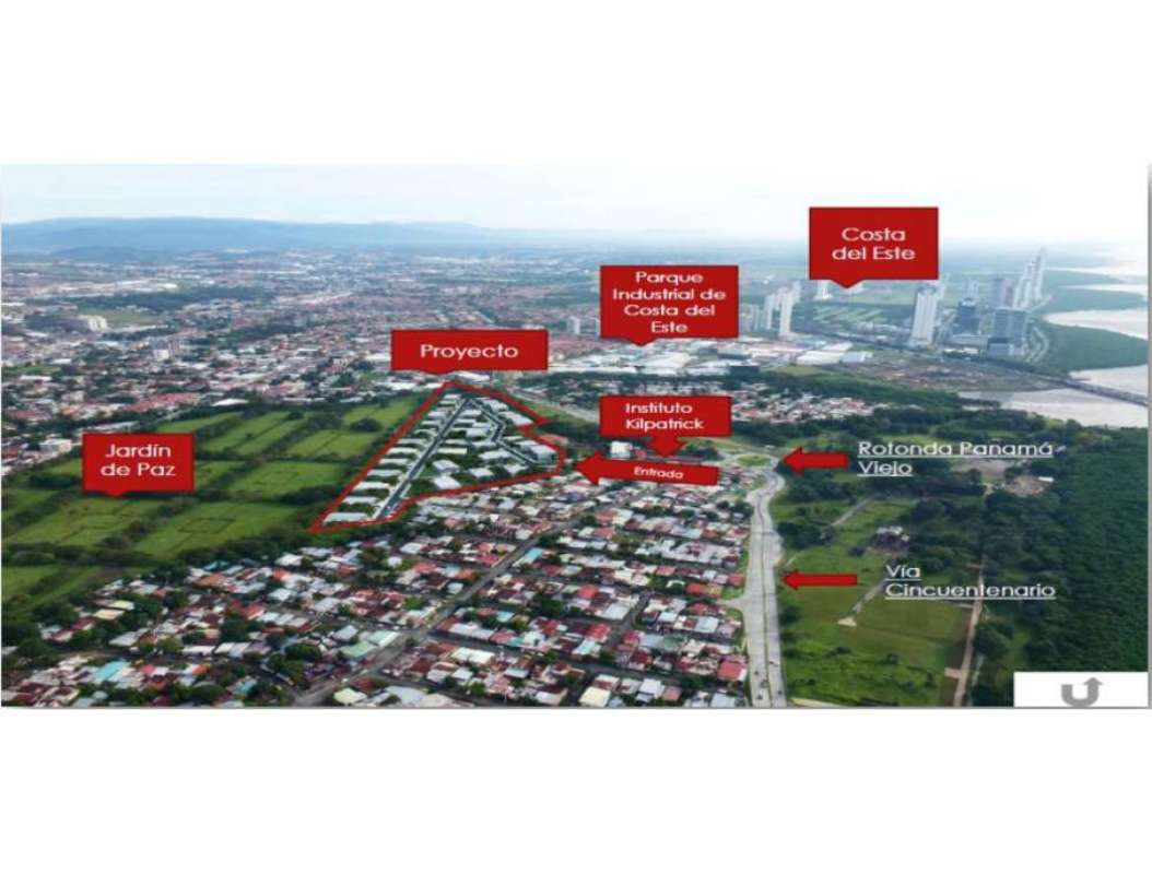 Panoramic aerial view of warehouse-office park at Panama Viejo Business Center