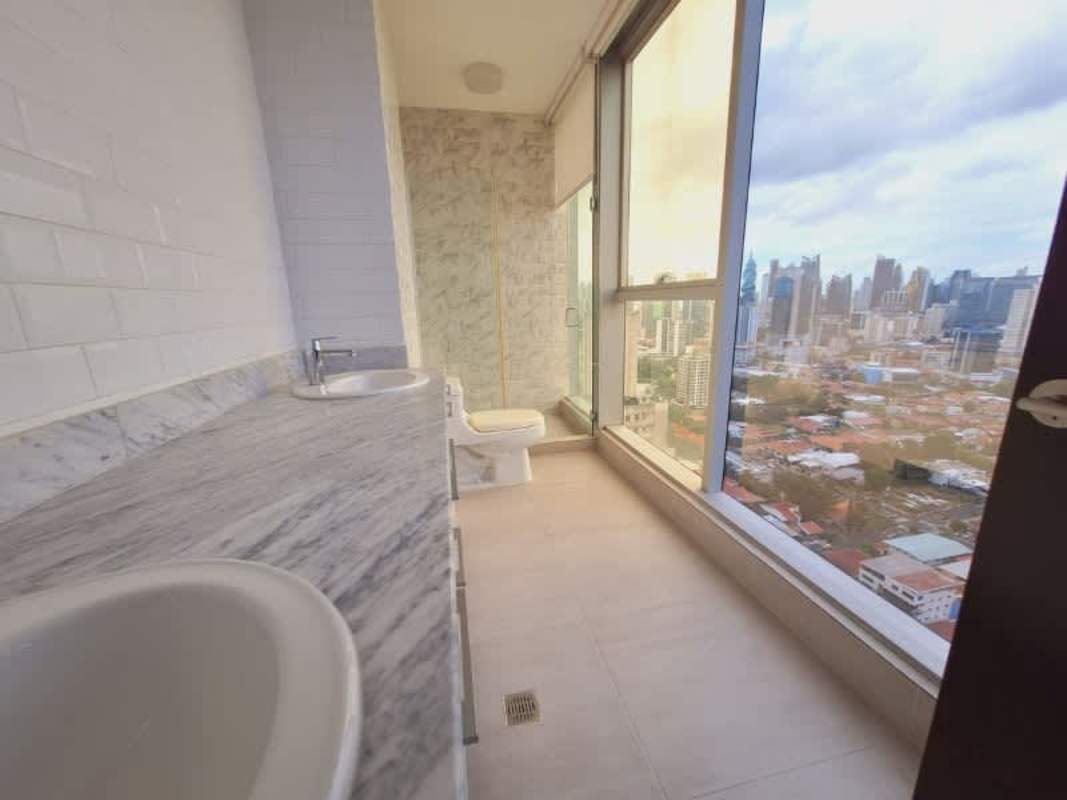 Contemporary bathroom marble counter glass shower premium fixtures PH Jade San Francisco Panama