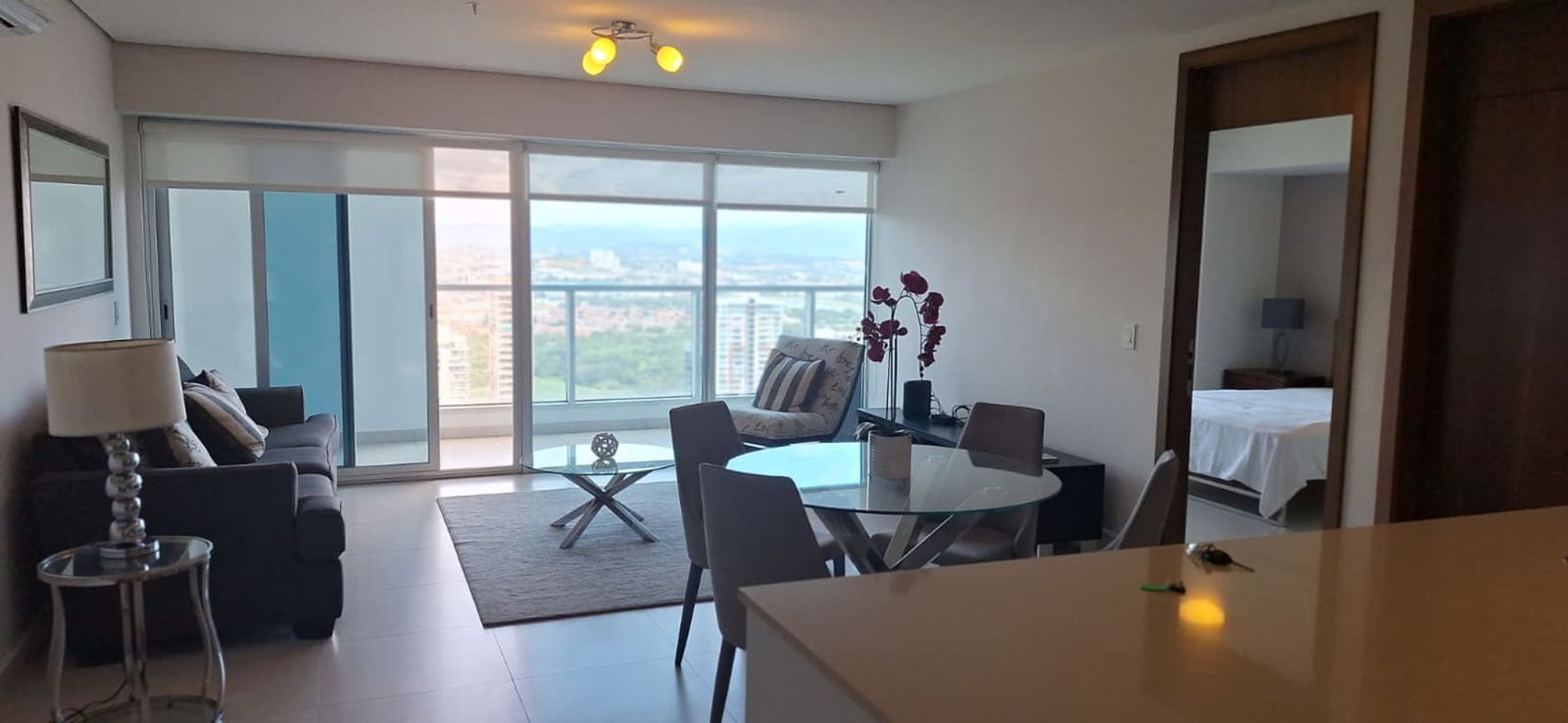 Private balcony with panoramic city skyline view in PH The Regent Panama City