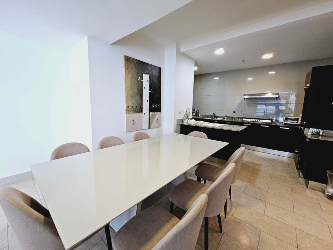 Spacious balcony ocean and skyline view Grand Tower apartment Punta Pacifica