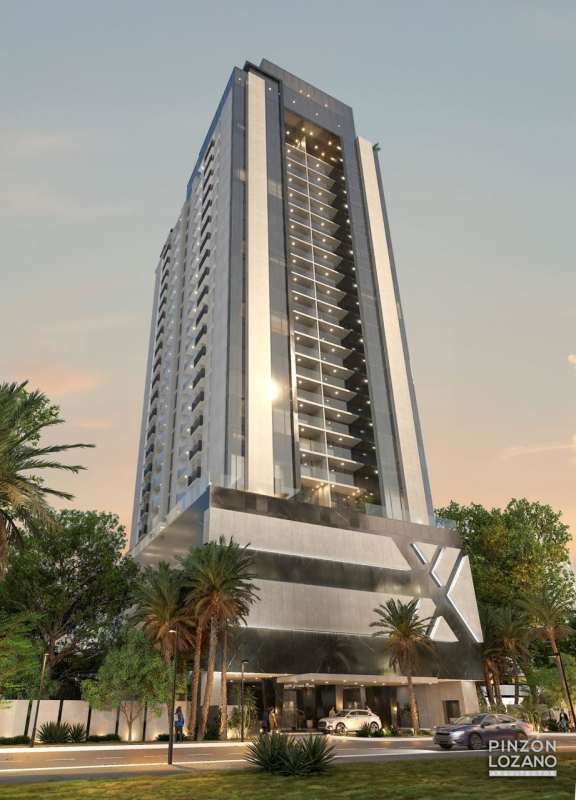 Sample modern interior design with kitchen, living room and bedroom for PH Altamira Residences apartments in San Francisco Panama