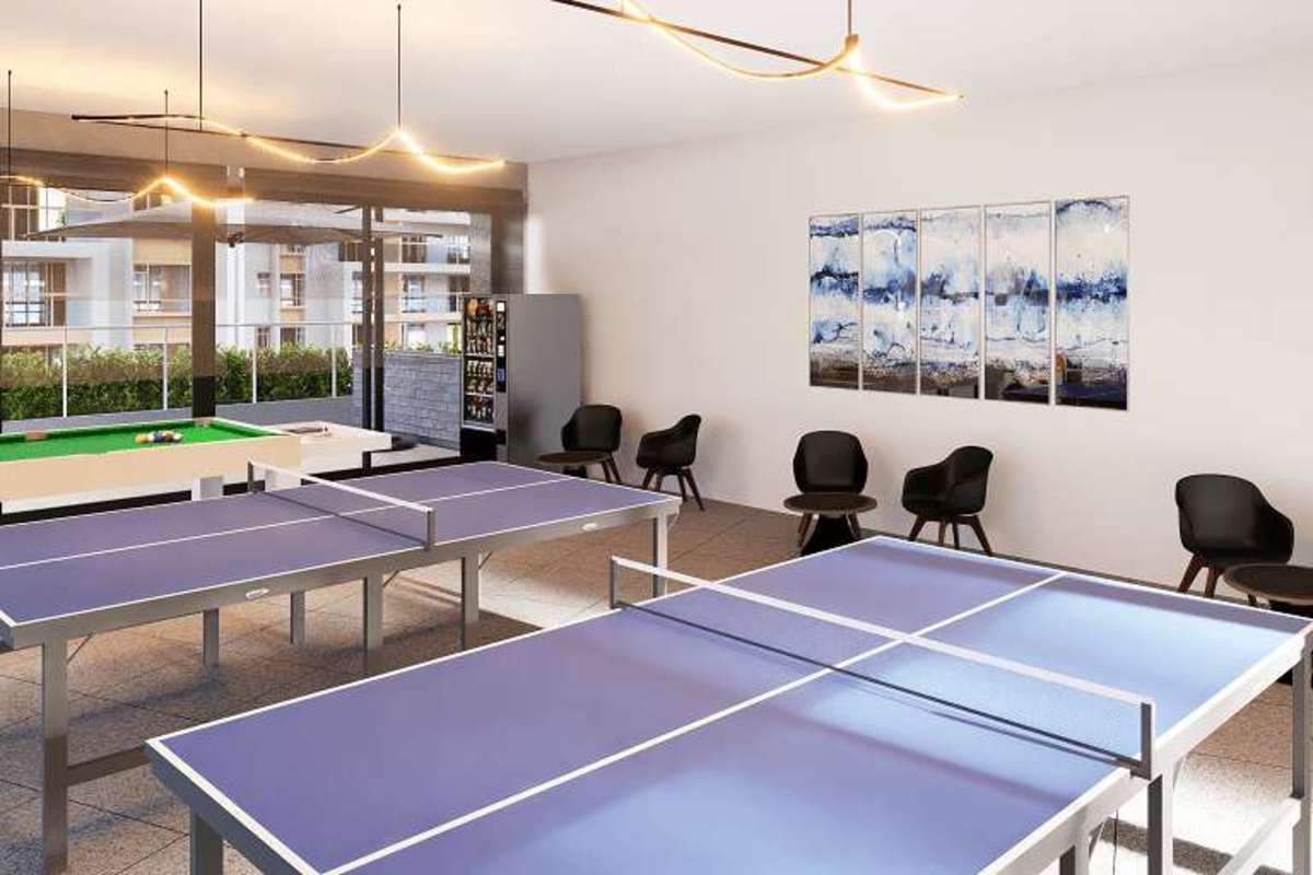 Modern home cinema room with tiered seating and wood wall in PH Zima Panama