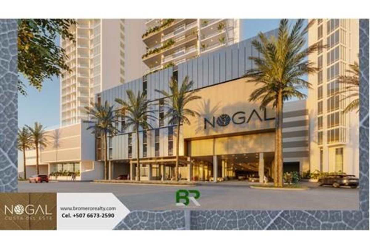 Modern facade with large balconies luxury pool area sunset PH Nogal Costa del Este