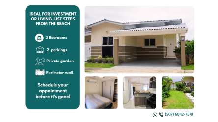 Covered parking space for two cars with garden and access modern beach house Panama