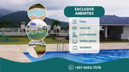 Community amenities at Playa Dorada include beachfront, pools, water slides, sports and green areas in Panama