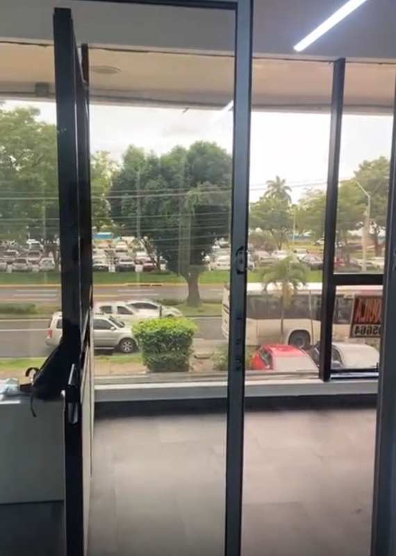 Panoramic view of Avenida Balboa from modern office in PH BICSA Tower Panama City