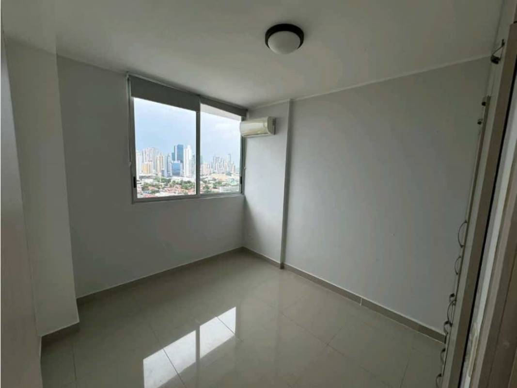 Bright bedroom with city view window tiled floors PH San Francisco Bay Panama