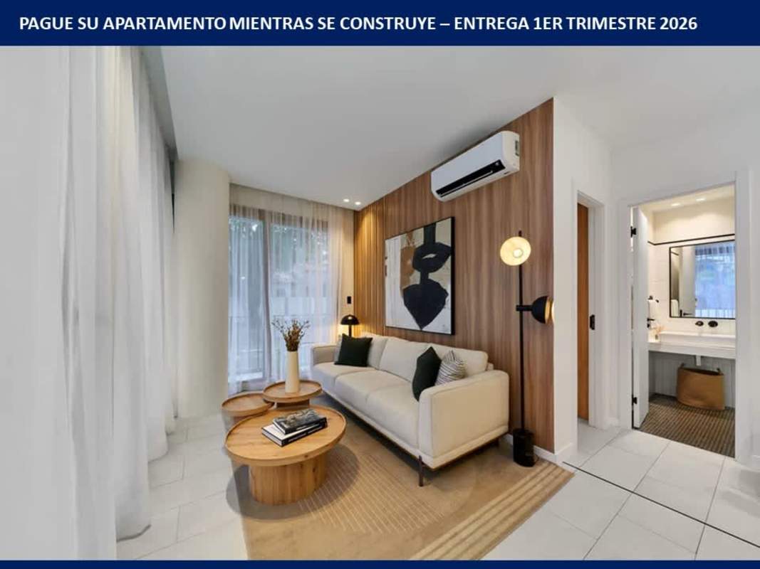 Minimalist bright living-kitchen space with balcony access in Nook Residences Panama