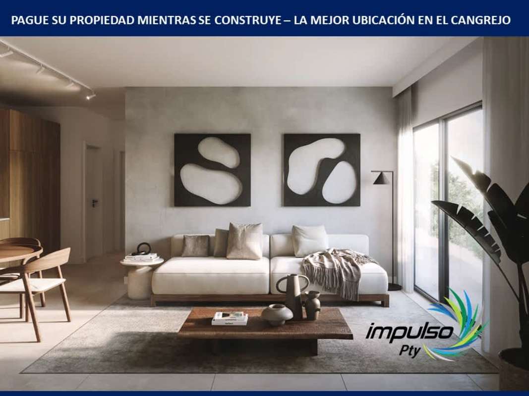 Open plan living dining room with floor-to-ceiling windows neutral colors PH Amara El Cangrejo Panama City